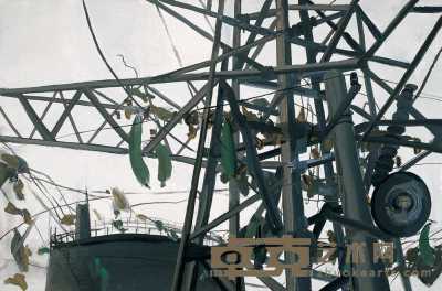 崔国泰 2004年作 瓜蔓缠绕的高压线架 110×180cm
